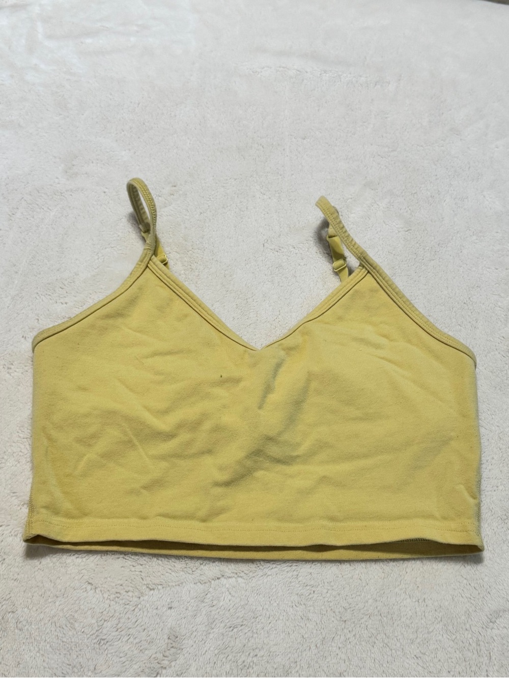 AERIE YELLOW CAMI WITH BUILT IN BRA—SIZE SMALL